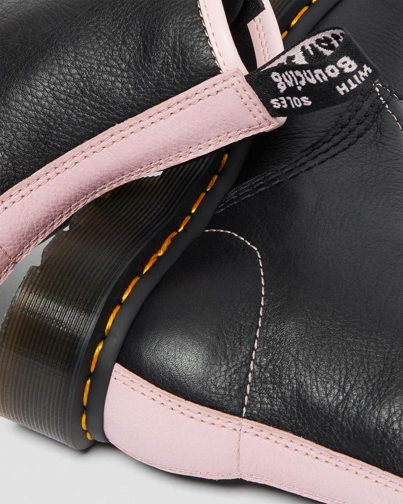 Dr Martens 1460 Contrast Lær Snørestøvletter Dame Svarte Rosa | Norge 619KOR